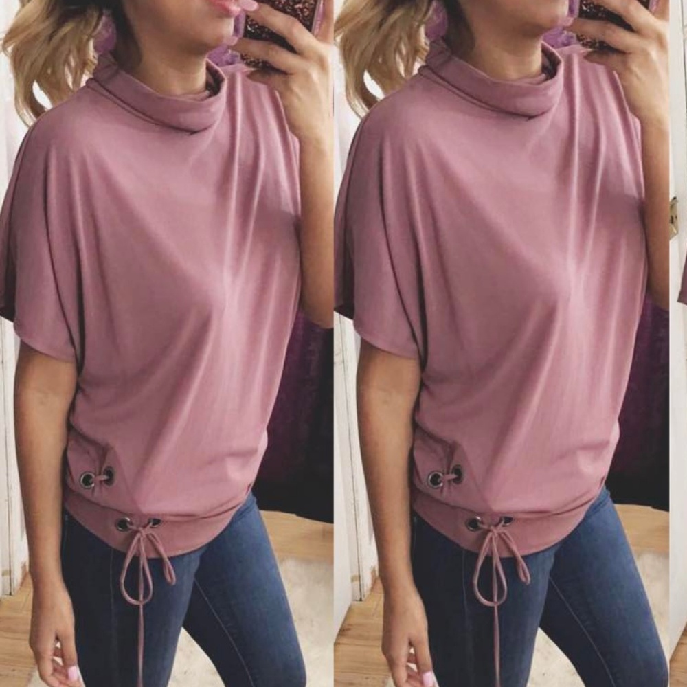 Slouchy Turtleneck Blouse